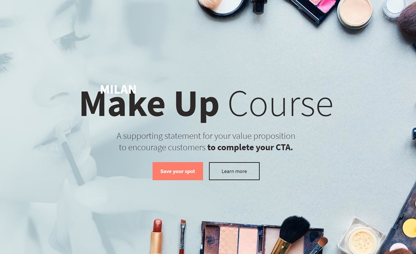 Beauty course landing page
