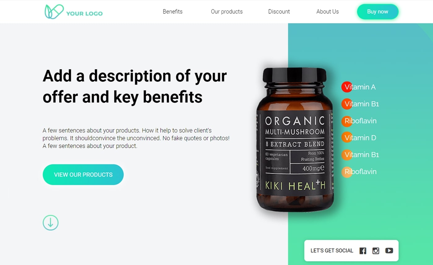Supplement landing page