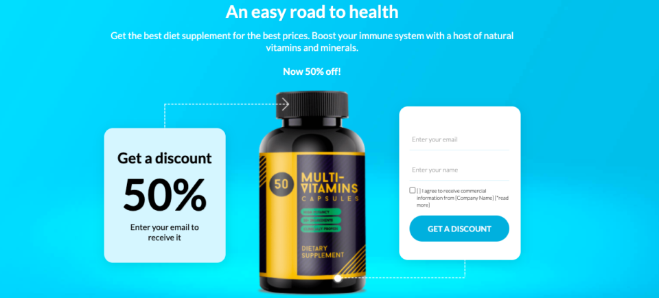 Health landing page discount