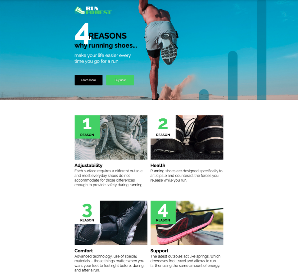 Sports landing page section